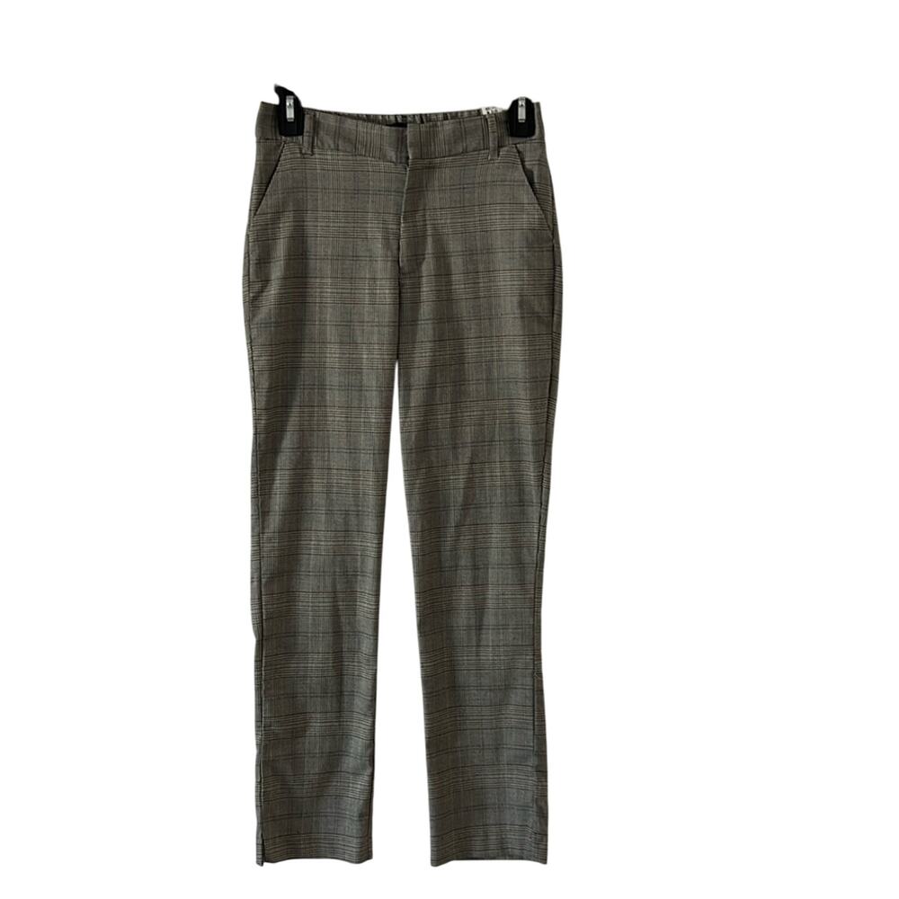 Zara Plaid Slim Fit Pants Gray Black Size XS Ankle Dress Pant Preppy Office